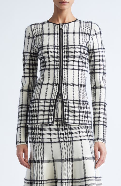 Brandon Maxwell Greer Plaid Jacquard Cardigan In Black