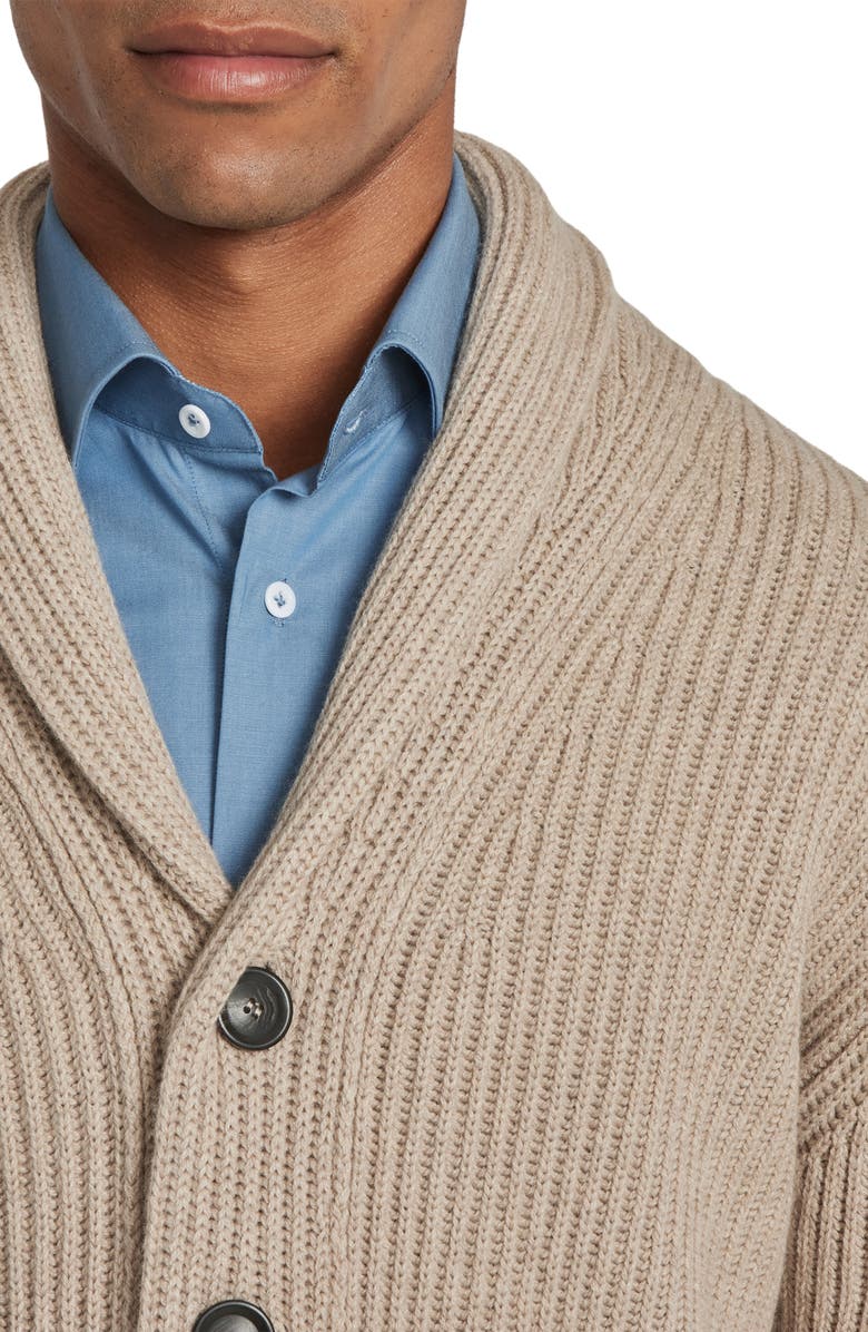Jack Victor Stayner Recycled Cashmere Blend Shawl Collar Cardigan, Alternate, color, Camel