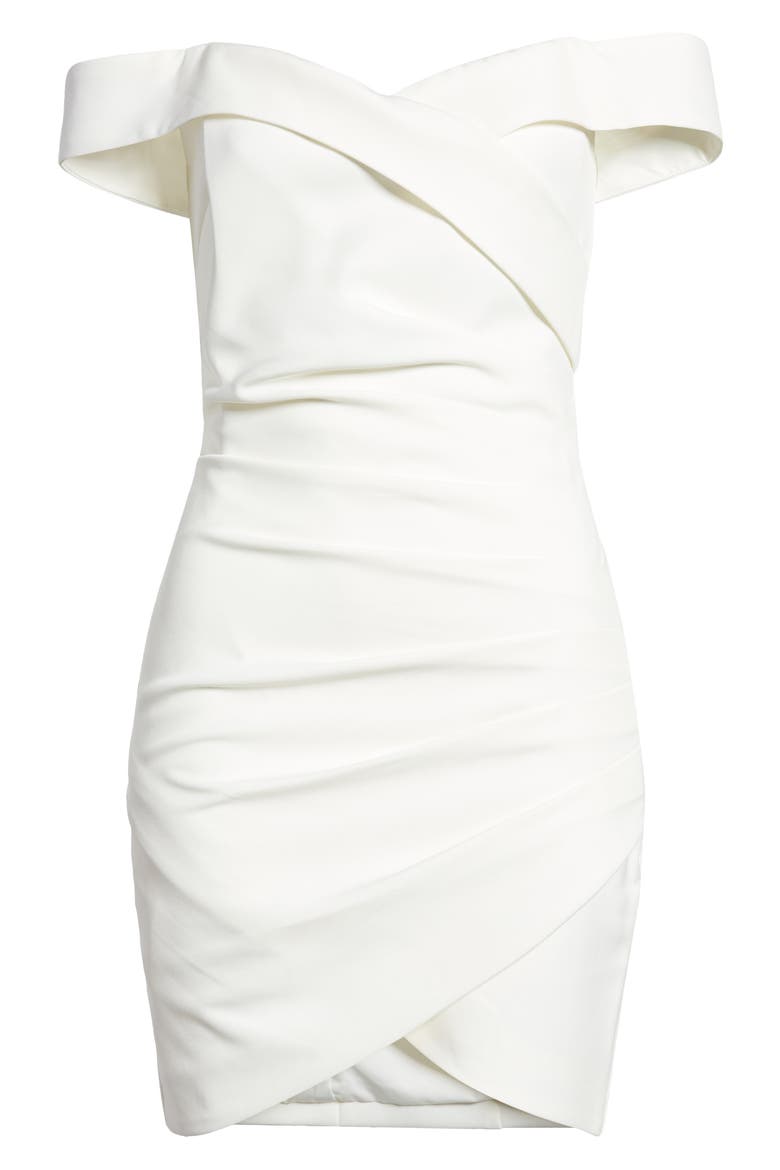 Off the Shoulder Wrap Look Minidress, Alternate, color, WHITE