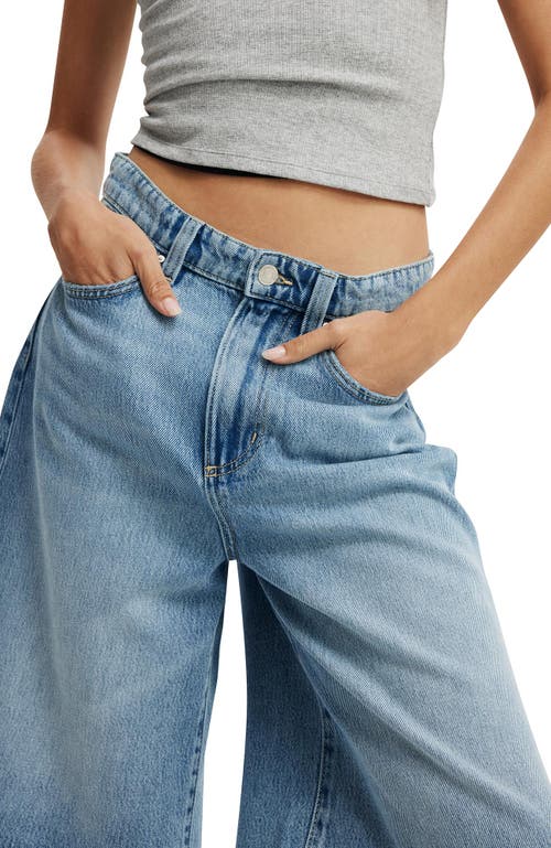 Cotton On Lyocell Wide Denim Jort In Blue Cove