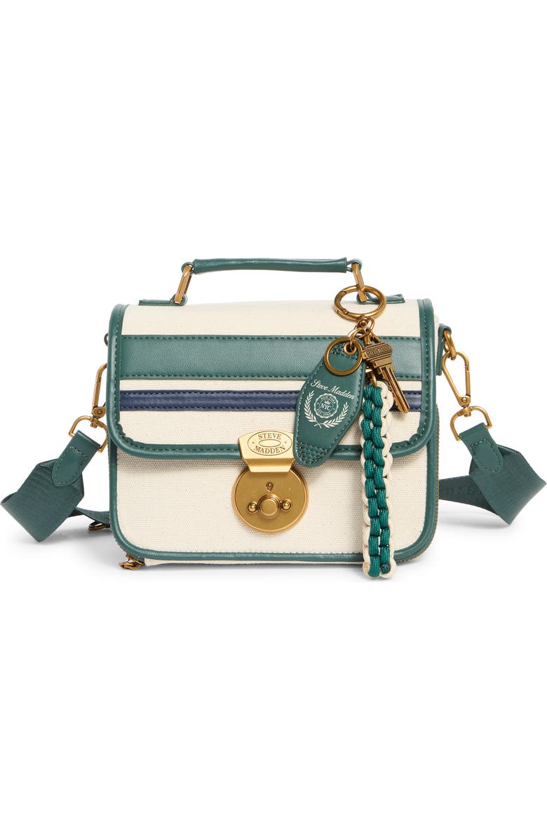 Steve Madden Brinley Canvas Crossbody Bag, Main, color, Canvas/ Military Green/ Navy