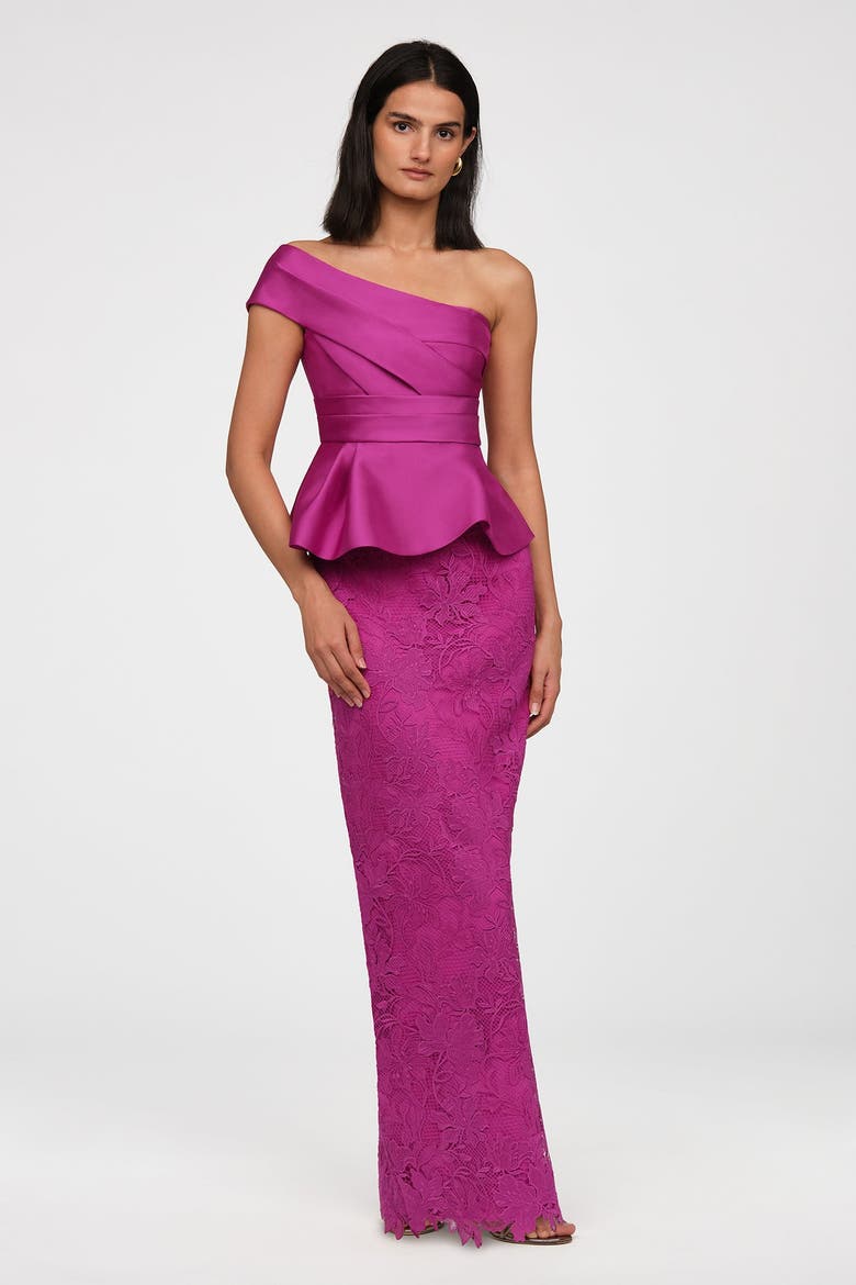 Colby Lace And Mikado Gown, Alternate, color, Kyoto Dust