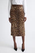Dolce&Gabbana Leopard Print Stretch Cady Pencil Skirt