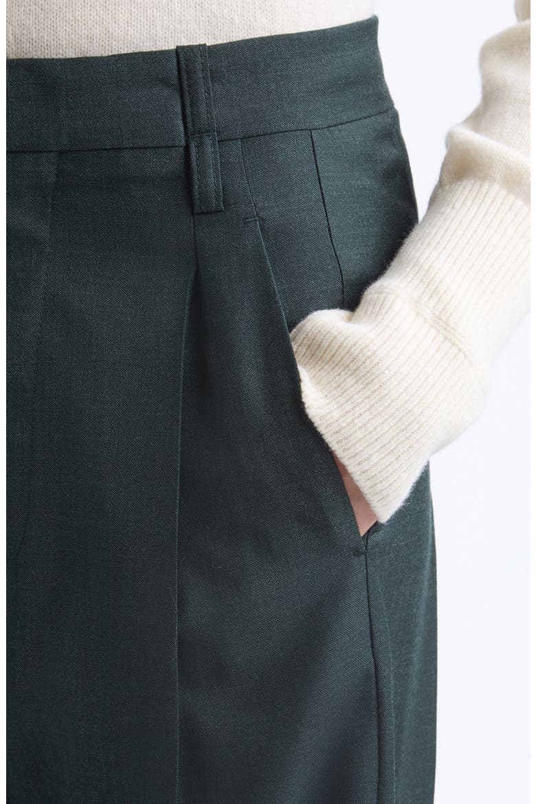 Ethel Pleated Wide Leg Virgin Wool Trousers, Alternate, color, MARSH GREEN 9990