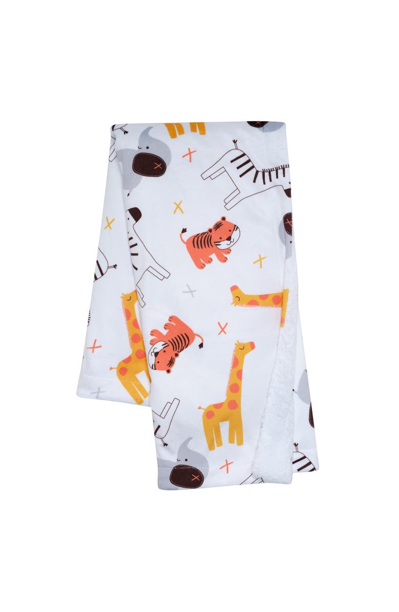 Bedtime Originals Lollipop Jungle Fleece Baby Blanket, Main, color, White