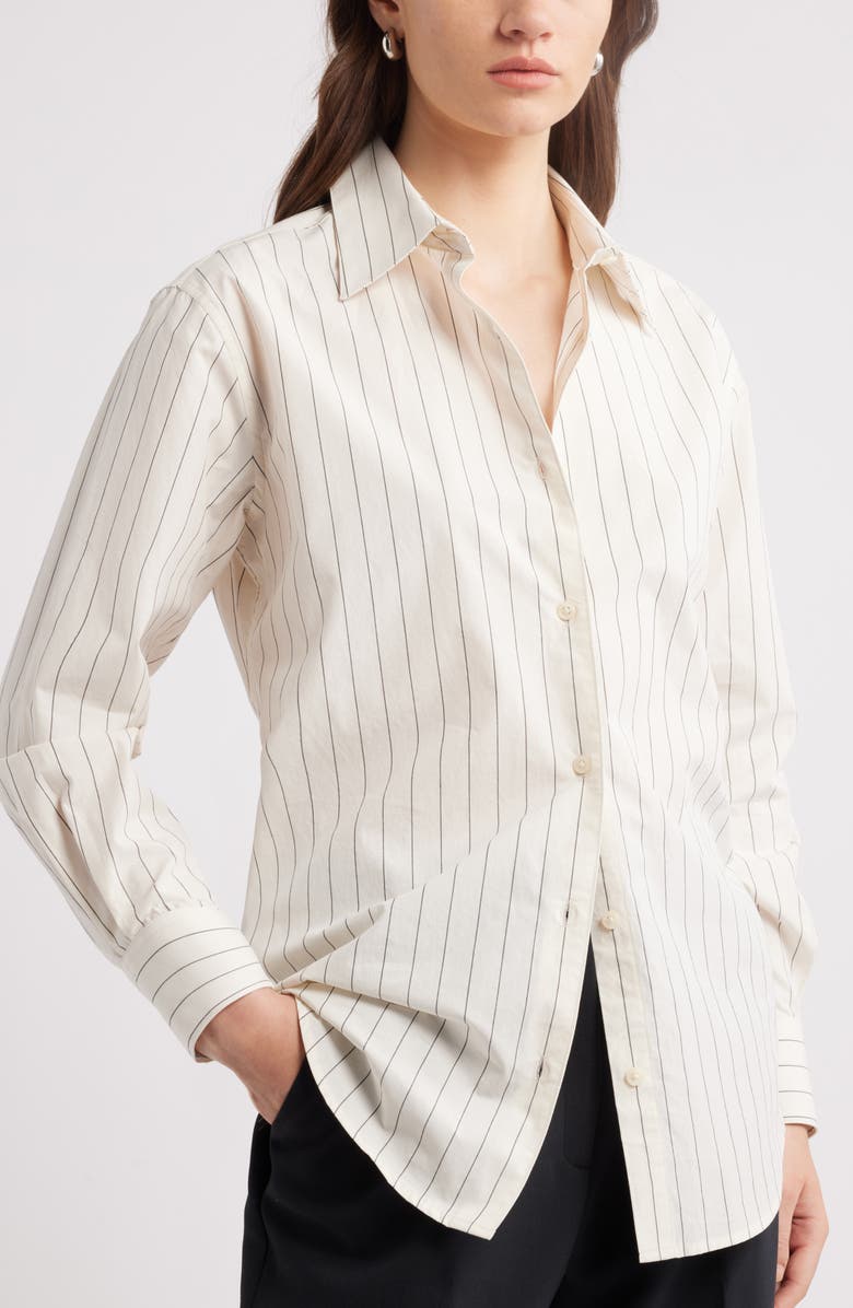 Nordstrom Pinstripe Cotton Button-Up Shirt, Main, color, 