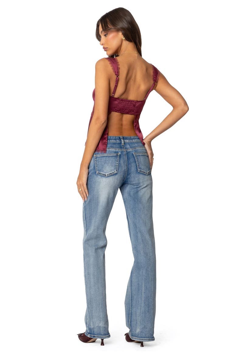 Loryn Lace Satin Top, Alternate, color, BURGUNDY