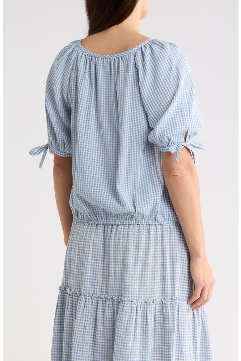 Gingham Bubble Hem Top, Alternate, color, LIGHT BLUE/ CREAM