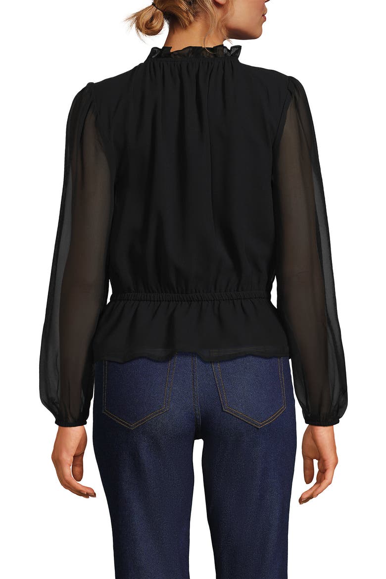 Chiffon Peplum Top, Alternate, color, Black