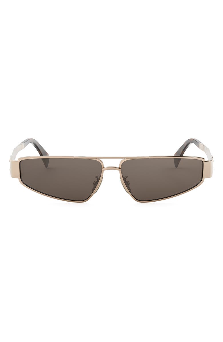 CELINE Triomphe 59mm Geometric Sunglasses, Main, color, Shiny Rose Gold / Brown