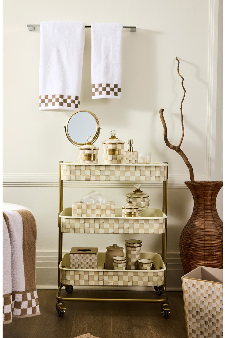 Mocha Check 3-Tier Kitchen Cart, Alternate, color, MOCHA