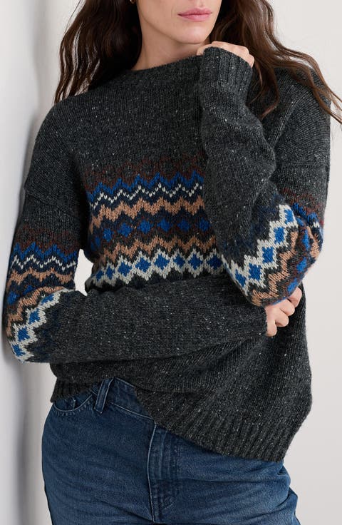 Golden Light Fair Isle Merino Wool Blend Crewneck Sweater
