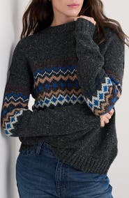 Seasalt Cornwall Golden Light Fair Isle Merino Wool Blend Crewneck Sweater