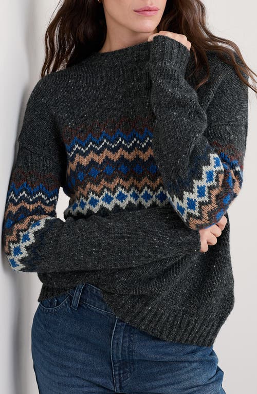 Seasalt Cornwall Golden Light Fair Isle Merino Wool Blend Crewneck Sweater In Black