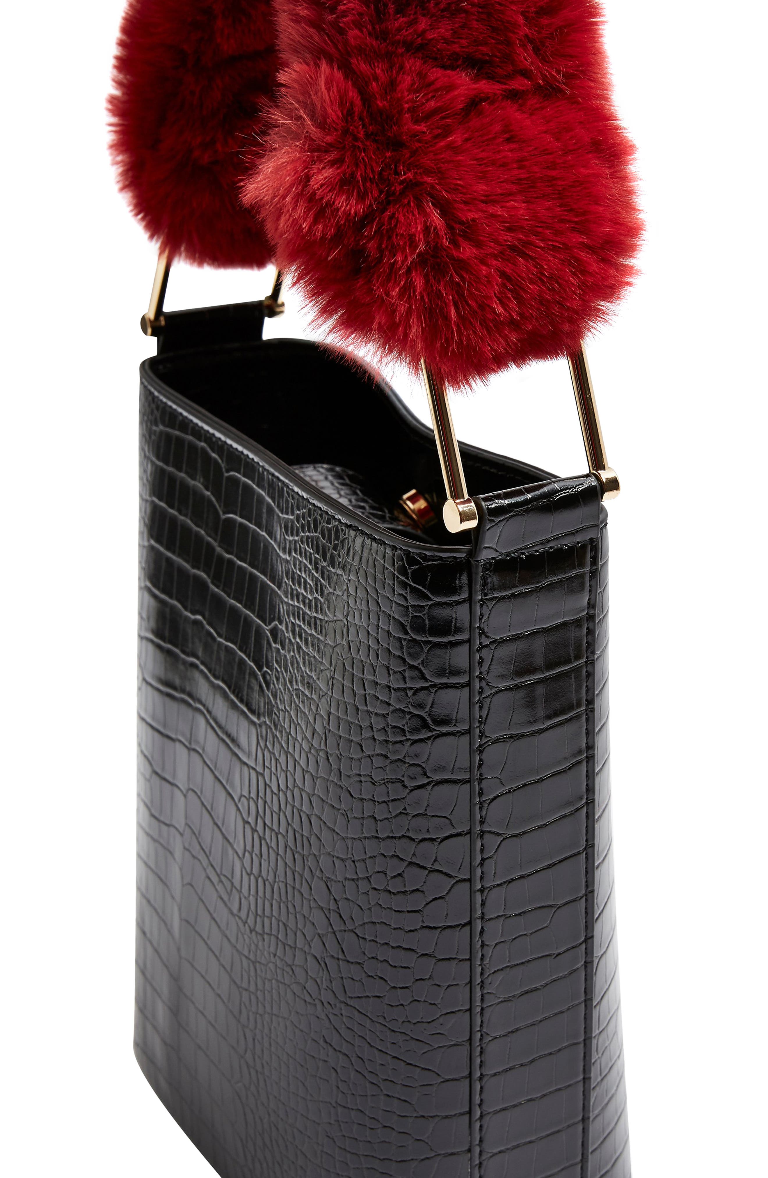 Topshop Tess Faux Fur Handle Tote Bag, Alternate, color, 