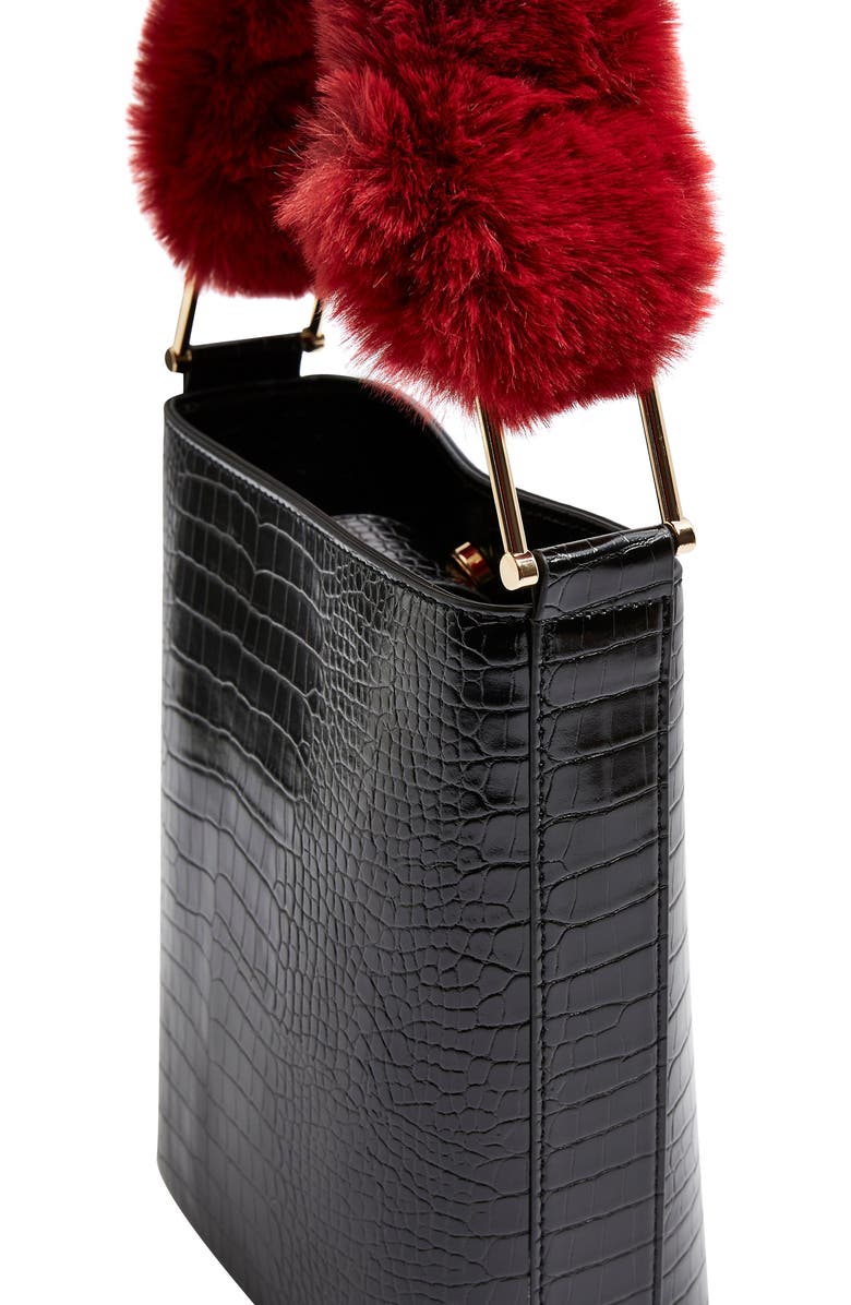 Topshop Tess Faux Fur Handle Tote Bag, Alternate, color,