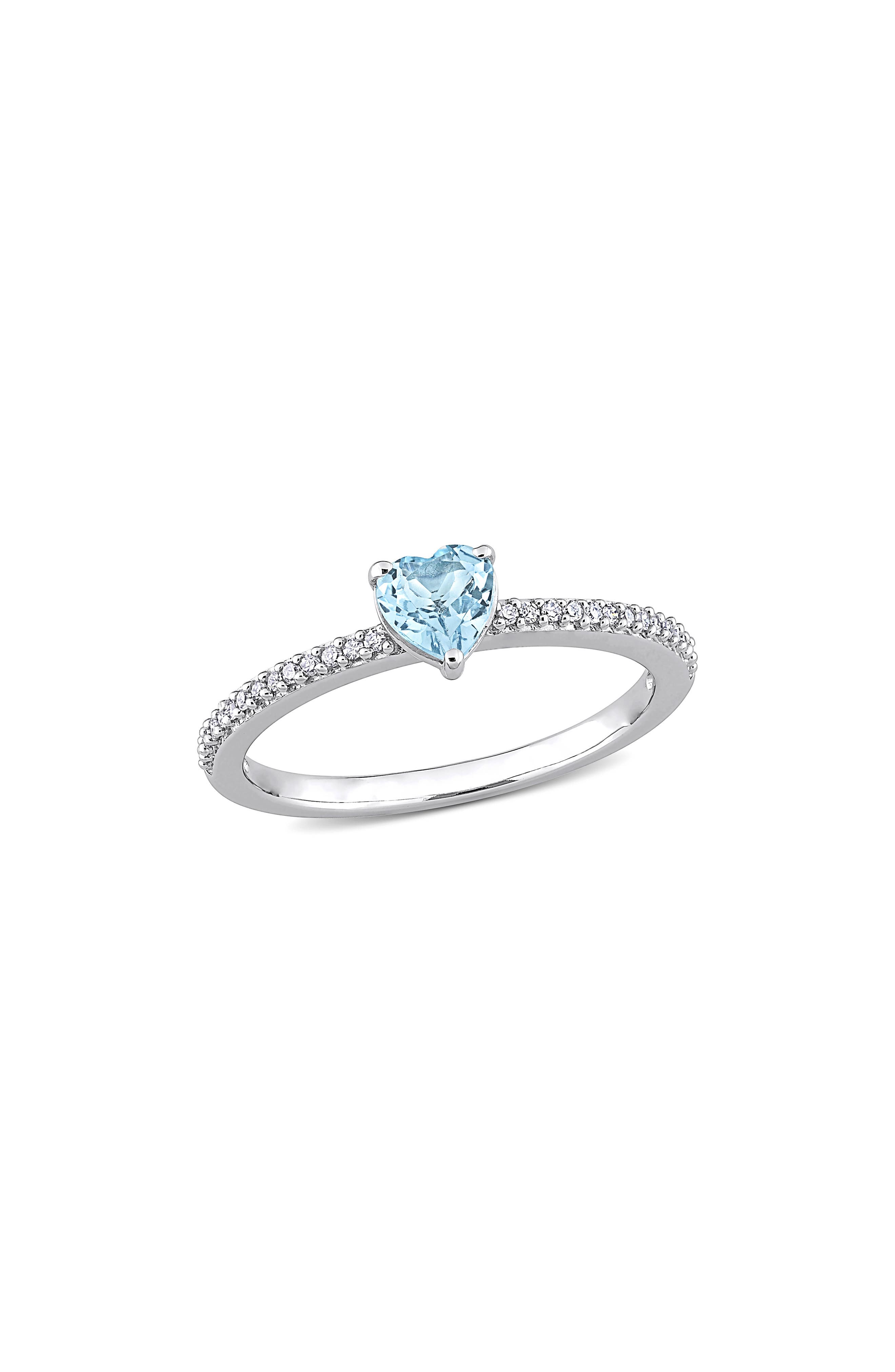 DELMAR Heart-Cut Blue Topaz & Diamond Ring
