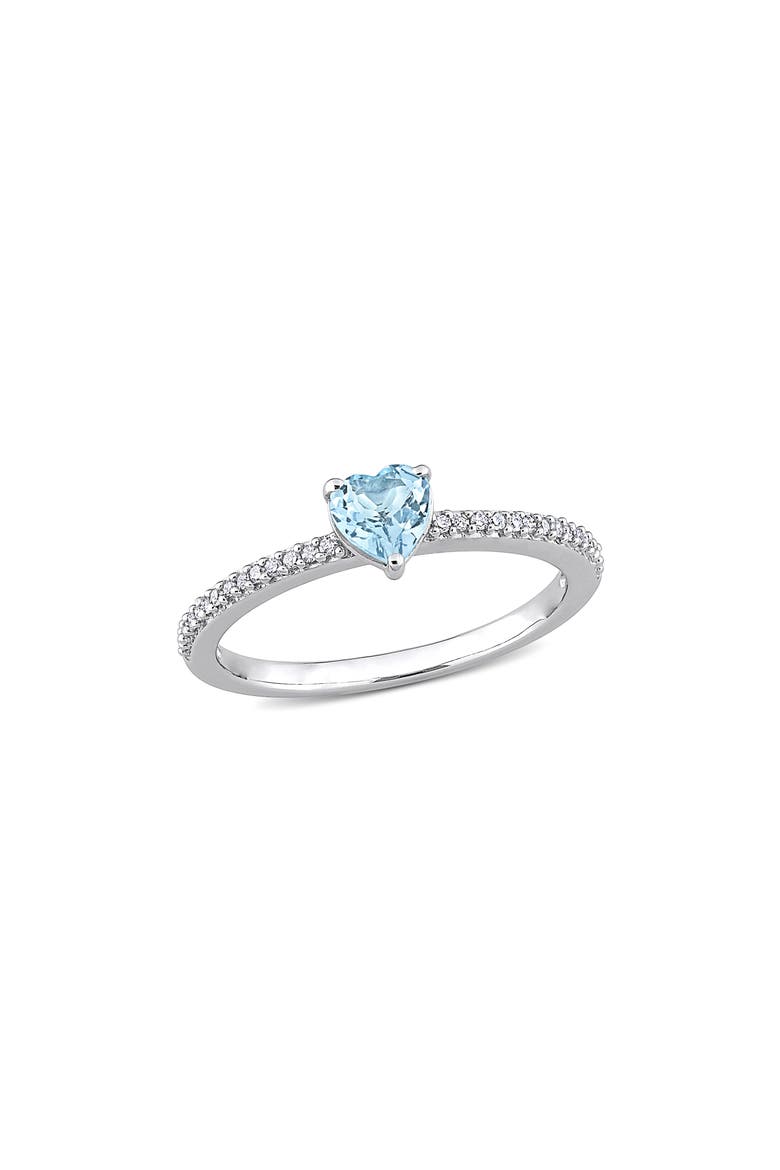 Heart-Cut Blue Topaz & Diamond Ring, Main, color, BLUE