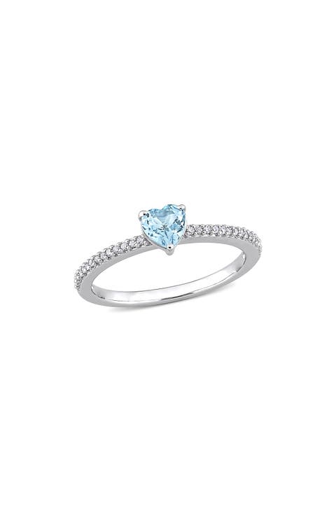Heart-Cut Blue Topaz & Diamond Ring