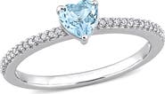DELMAR Heart-Cut Blue Topaz & Diamond Ring