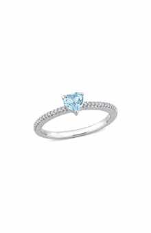 DELMAR Heart-Cut Blue Topaz & Diamond Ring