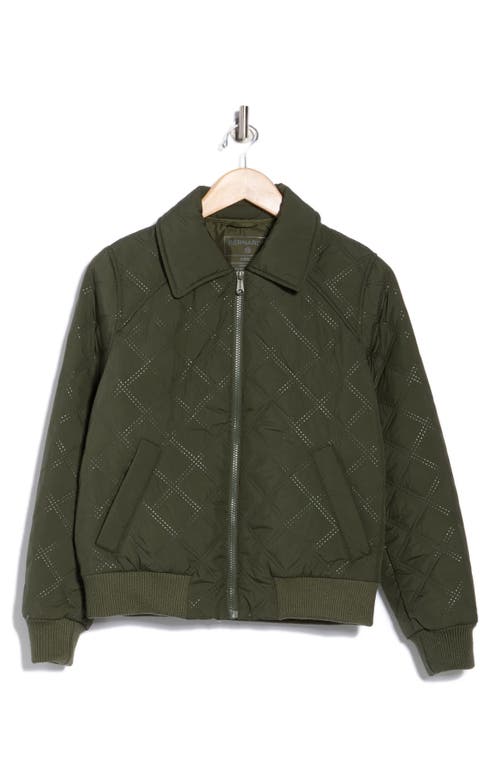 Bernardo Diamond Quilted Bomber Jacket In Green