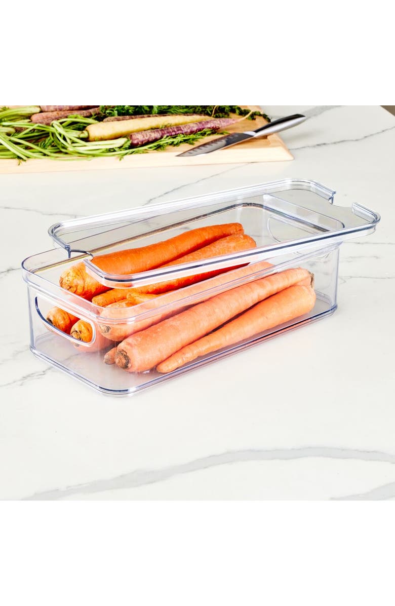 iDesign Stackable Fridge Organizer Bins with Lids - Set of 3 - Clear, Alternate, color,