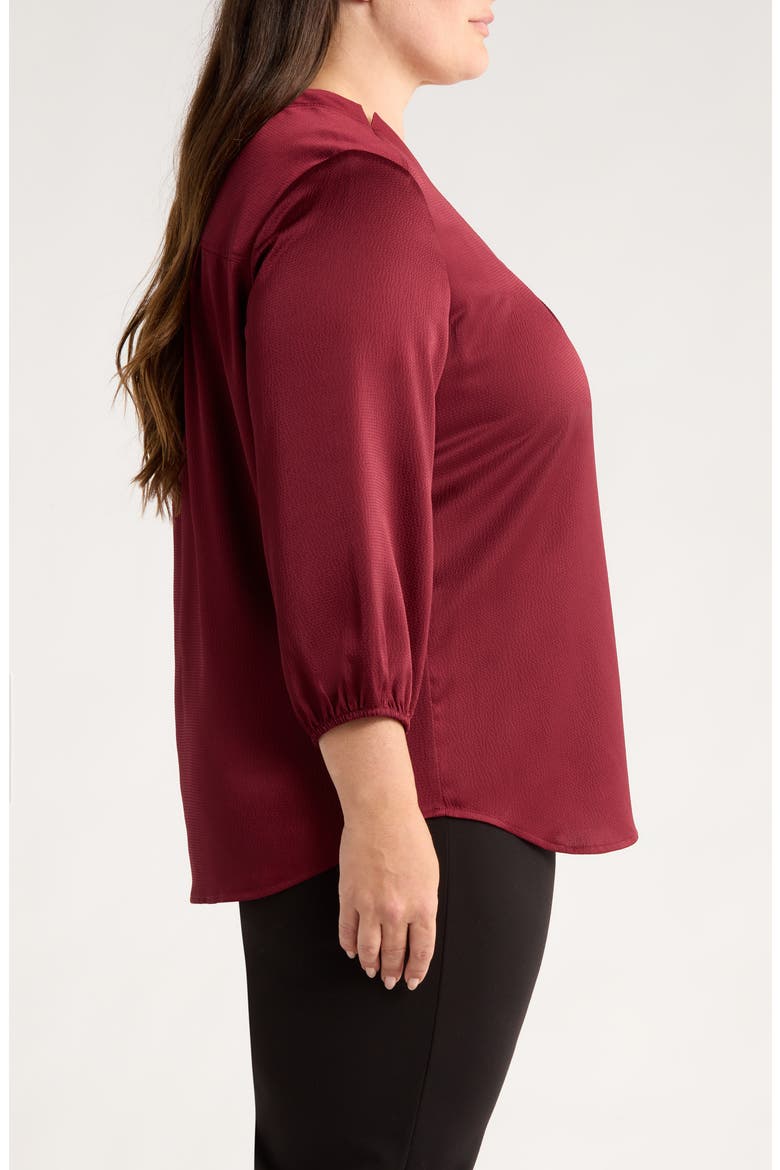 Notch Neck V-Neck Top, Alternate, color, BORDEAUX