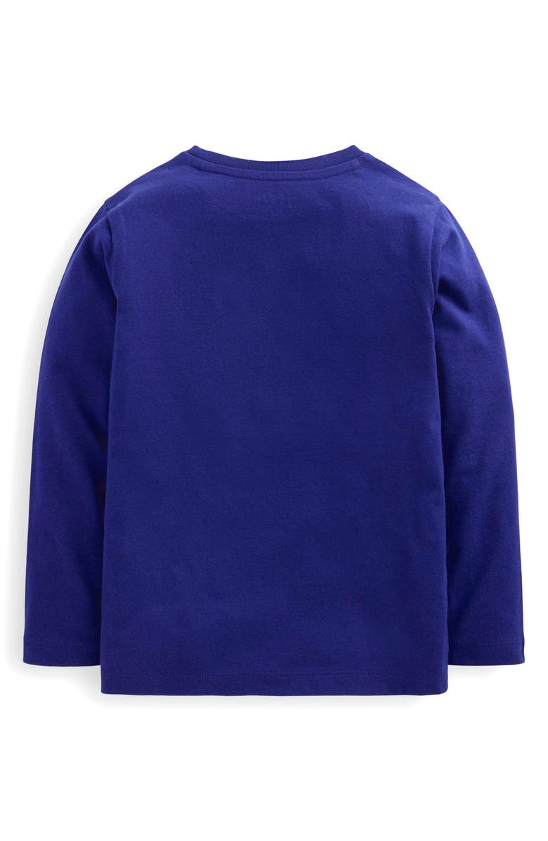 Mini Boden Kids' Dinosaur Embroidered Long Sleeve Cotton T-Shirt, Alternate, color, 