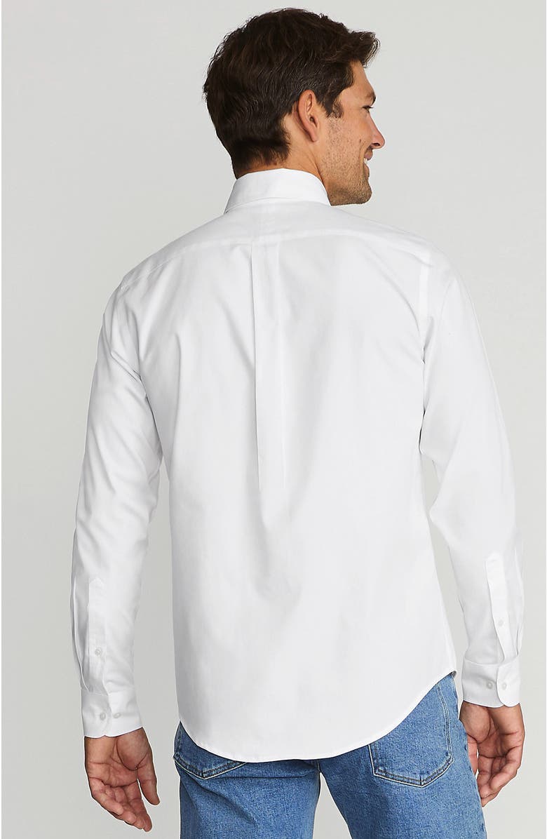 Lands' End School Uniform  Tailored Fit No Iron Solid Supima Cotton Pinpoint Buttondown Collar Dress Shirt, Alternate, color, White