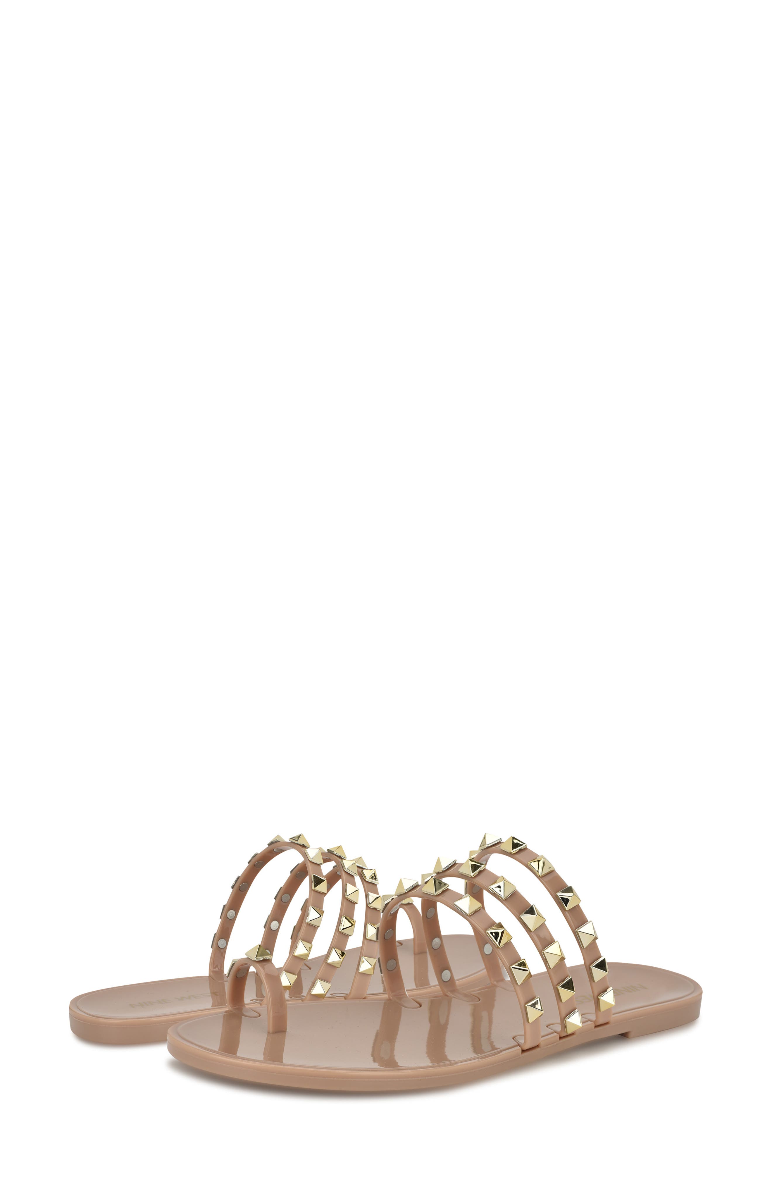 Centy Studded Toe Loop Sandal, Alternate, color, BEIGE