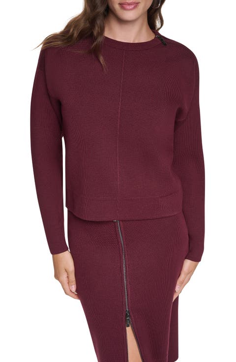 Zip Shoulder Crewneck Sweater