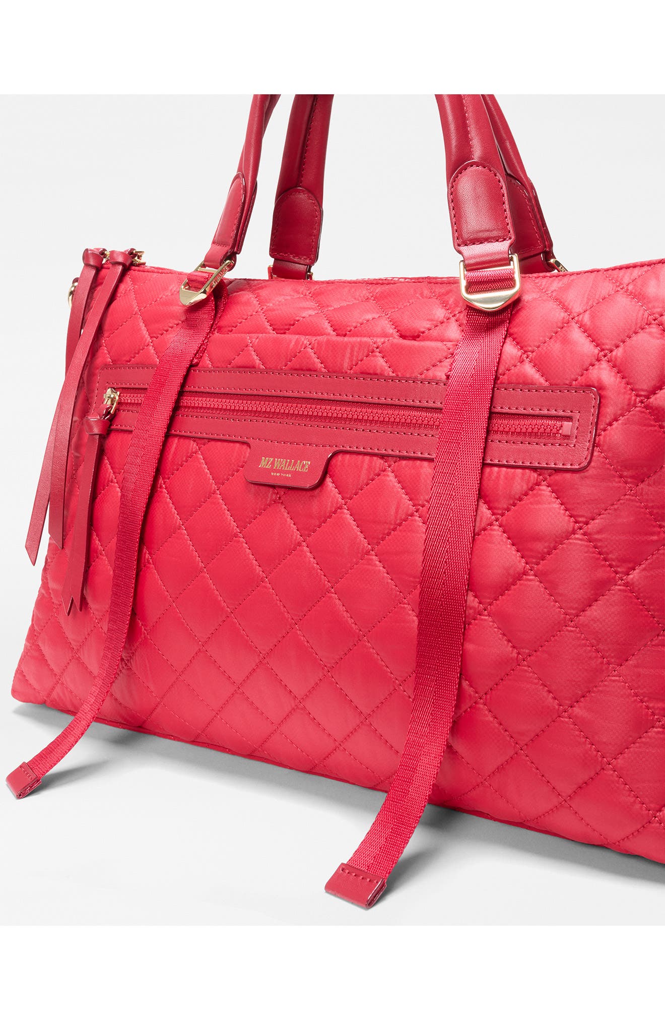 Medium Park Quilted Nylon Satchel, Alternate, color, APPLE