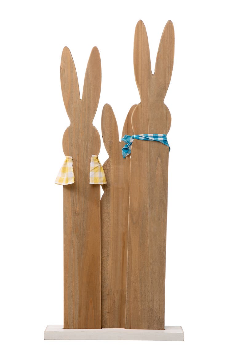 Easter Wooden Bunny Family Porch Decor, Alternate, color, Yellow