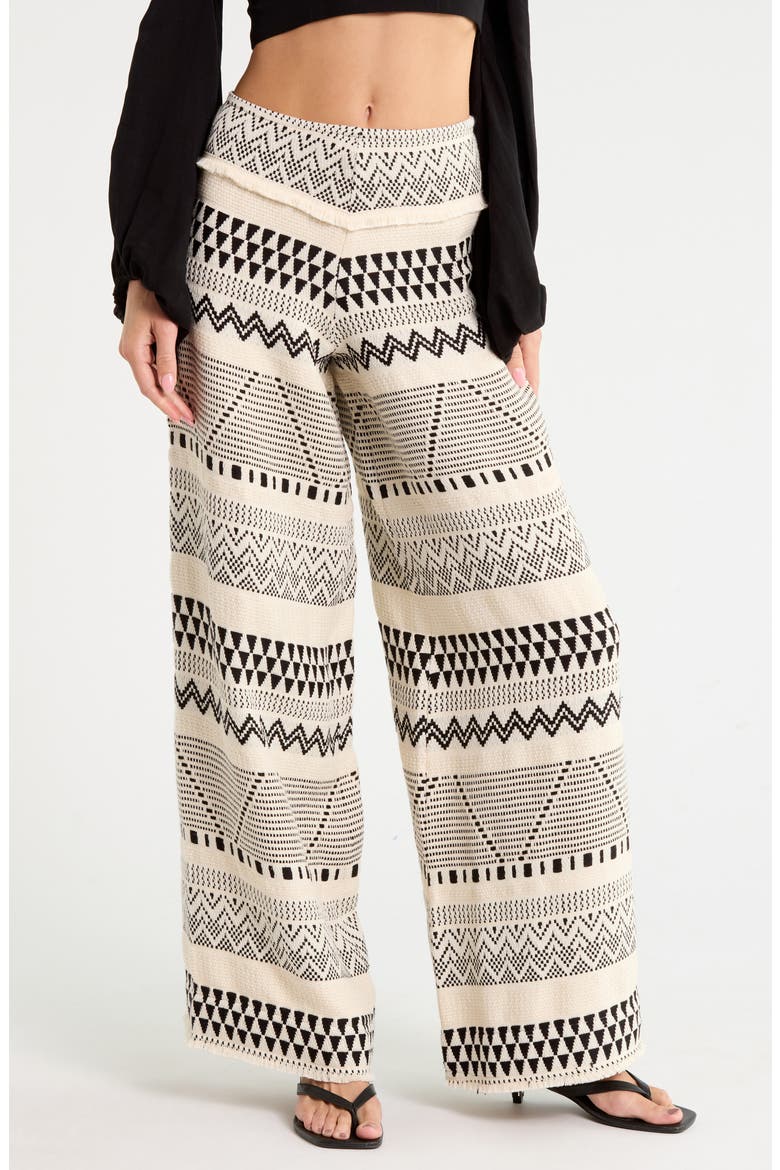 Alder High Waist Wide Leg Jacquard Pants, Main, color, BLACK SAND