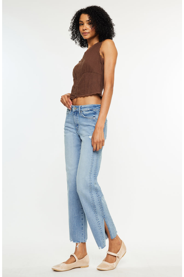 Sonia Mid Rise Straight Jeans, Alternate, color, Medium Wash