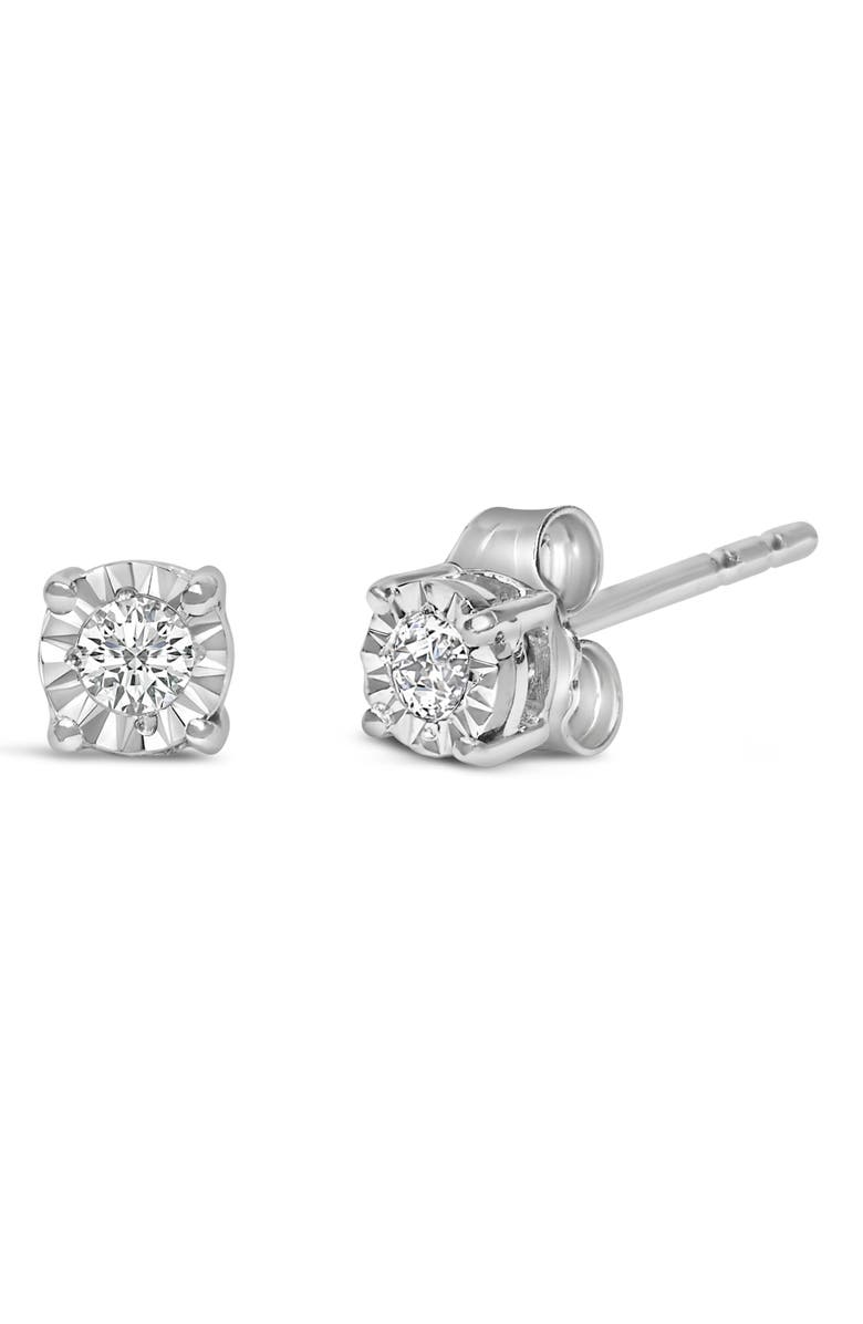 Haus of Brilliance Silver 1/10 Cttw Lab Grown Diamond Miracle-Set Stud Earrings, Alternate, color, White
