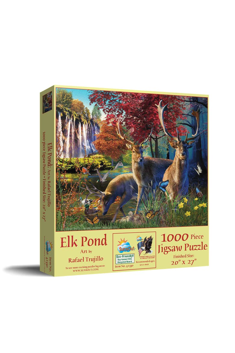 Elk Pond 1000 piece Jigsaw Puzzle for Adults, Main, color, Multicolor