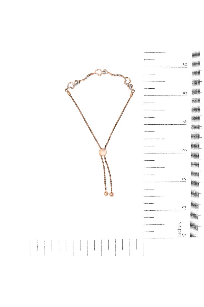 Silver 1/10 Cttw Diamond Wave and Hearts Adjustable Bolo Bracelet, Alternate, color, Rose Gold over Silver