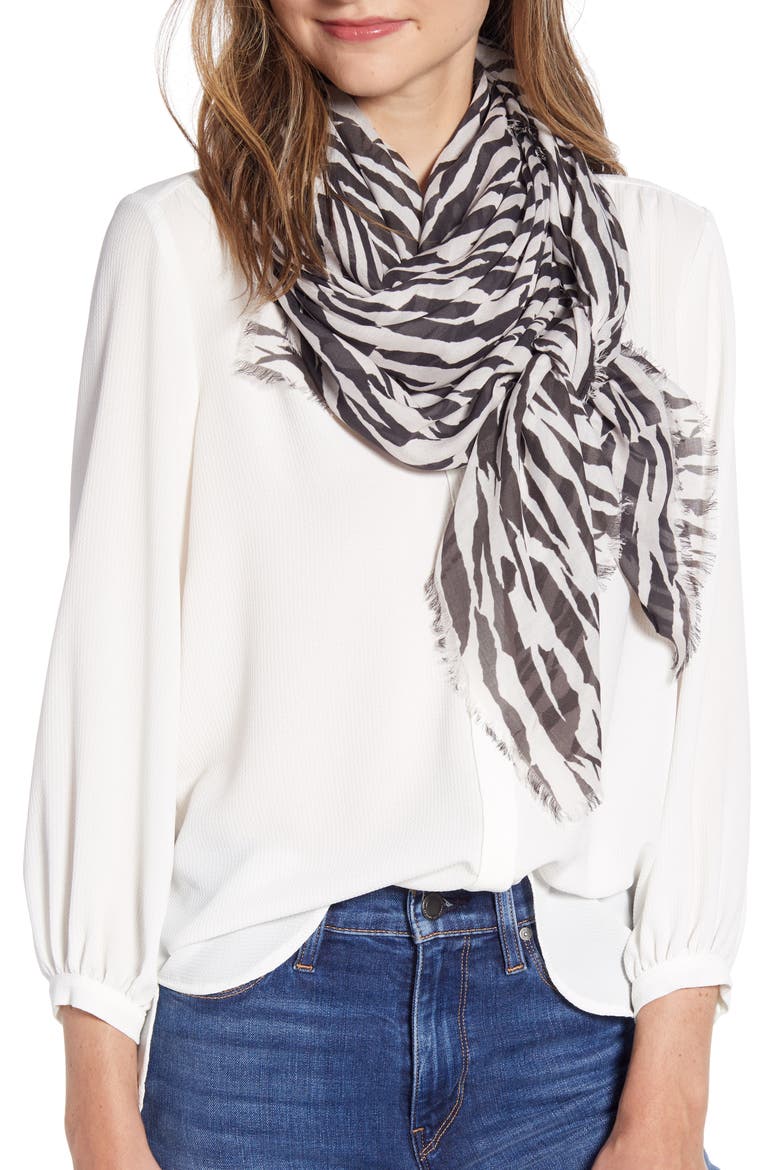 Tear Square Scarf, Main, color, BLACK