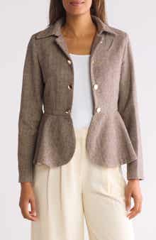 PATRIZIA LUCA Herringbone Peplum Jacket