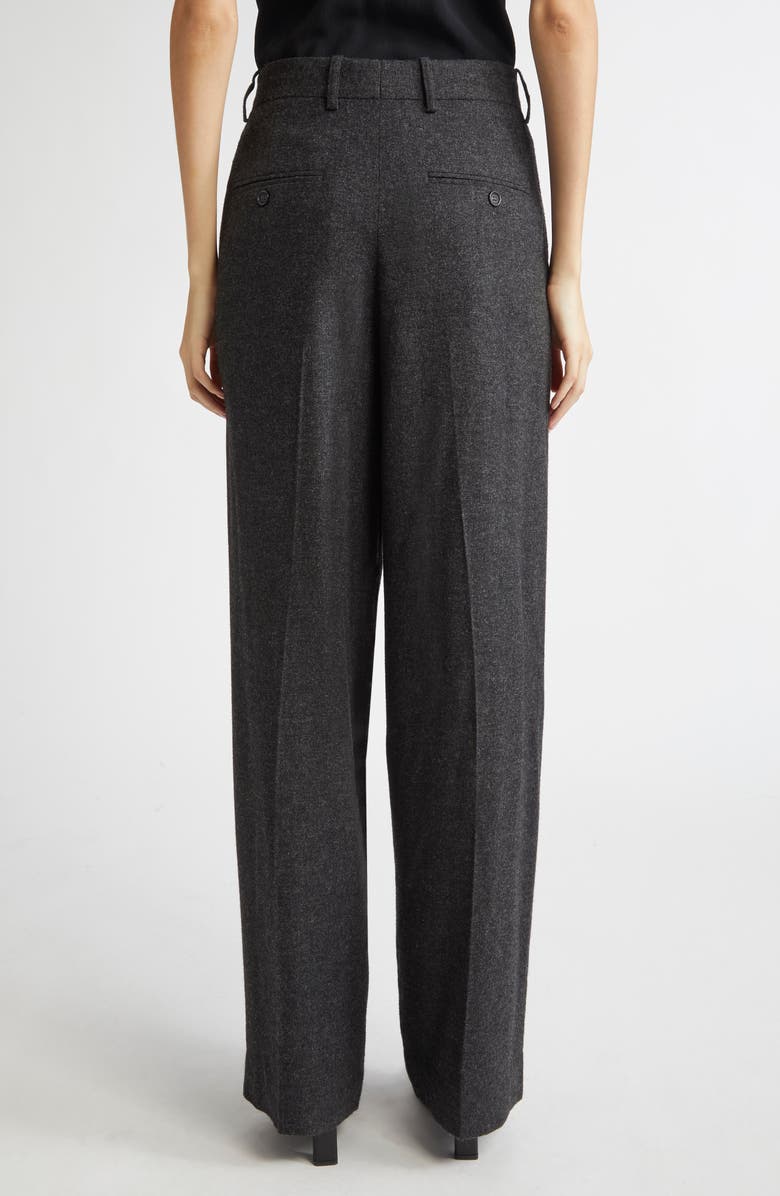 TOTEME Wide Leg Flannel Trousers, Alternate, color, Charcoal Melange