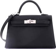 Pre-Owned Hermes Kelly Mini Ii Bag Black Epsom With Palladium Hardware 20