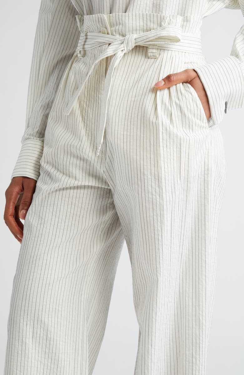 Max Mara Xero Directional Stripe Cotton & Silk Pants, Alternate, color, White Black