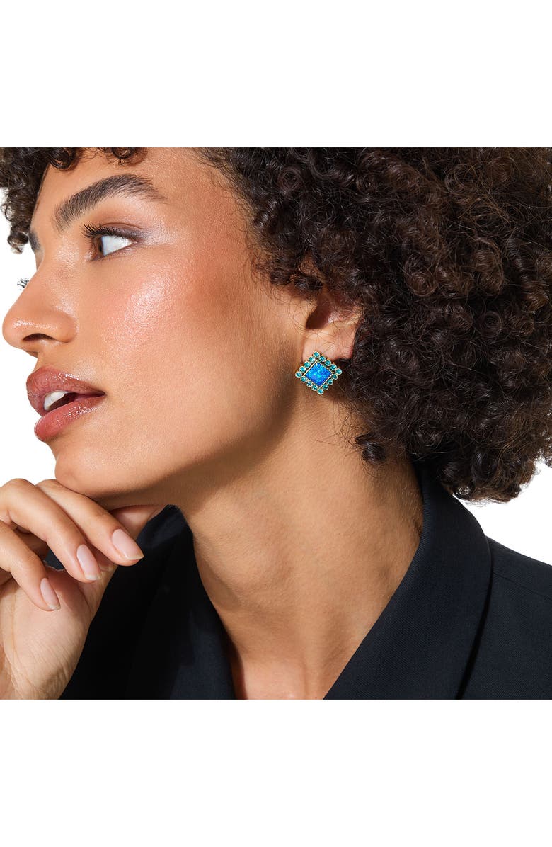 Kurt Geiger London Crystal Square Stud Earrings, Alternate, color, Blue