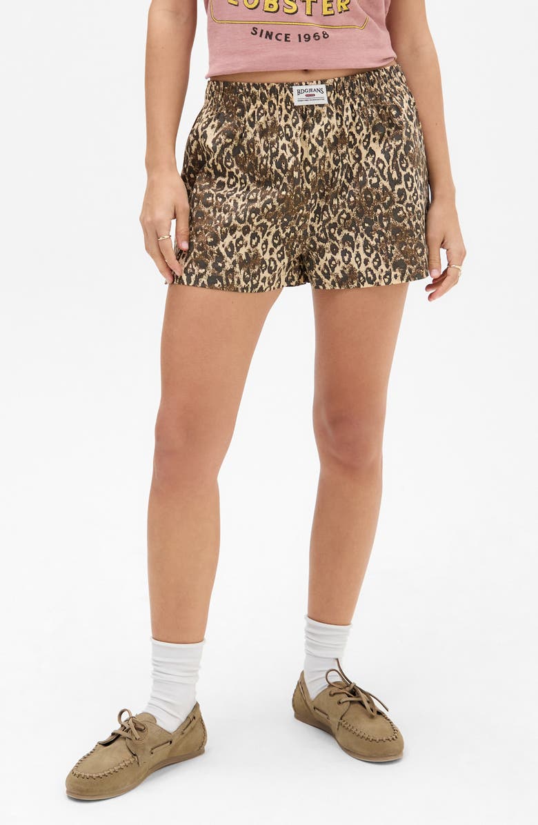 BDG Urban Outfitters Leopard Print Cotton Boxer Shorts, Main, color, 