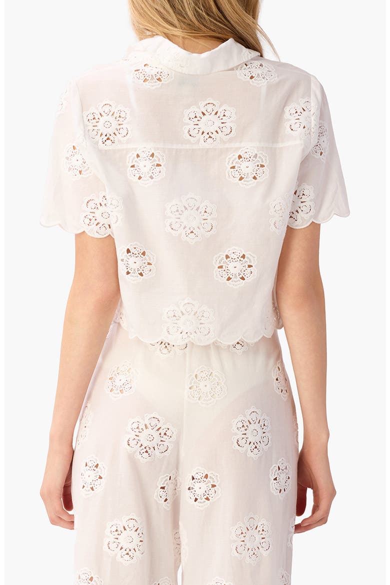 Xana Floral Embroidery Woven Crop Top, Alternate, color, MACADAMIA