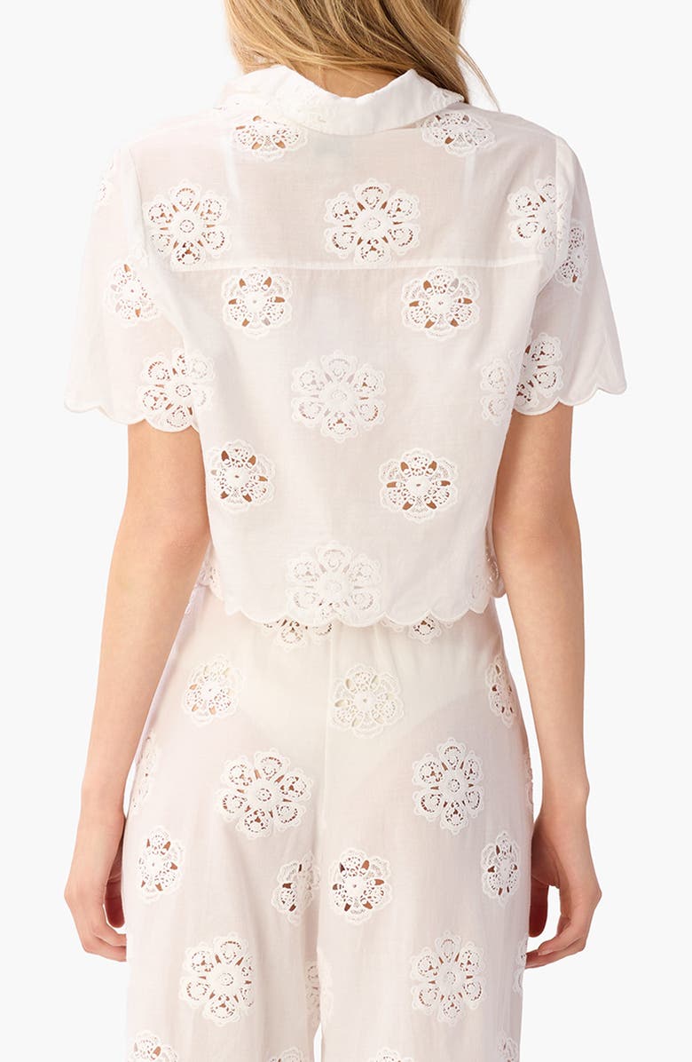 CAMI NYC Xana Floral Embroidery Woven Crop Top, Alternate, color, Macadamia