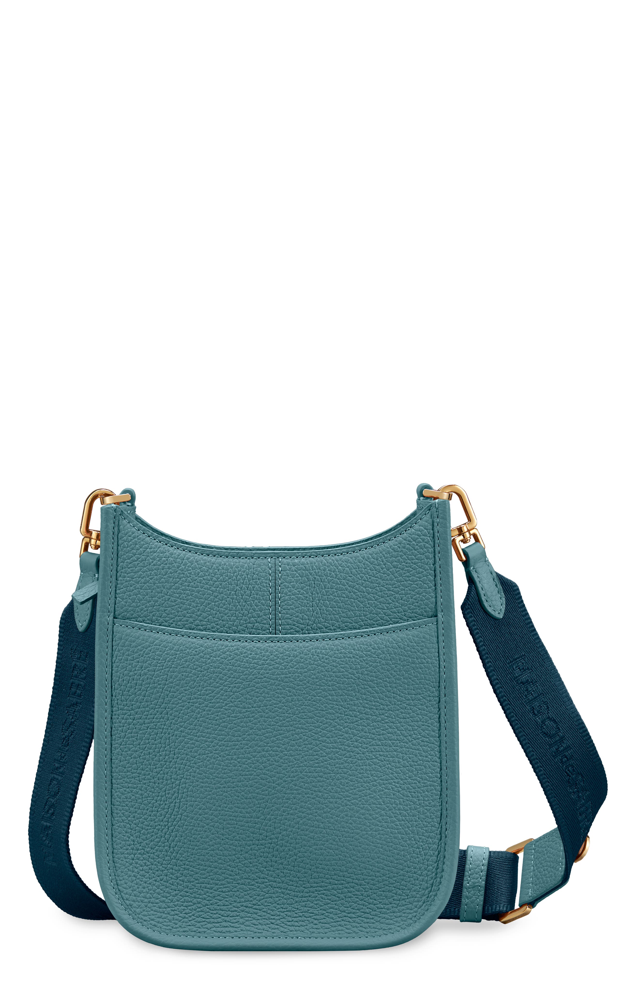 Leather Mini Saddle Bag, Alternate, color, Bondi Blue