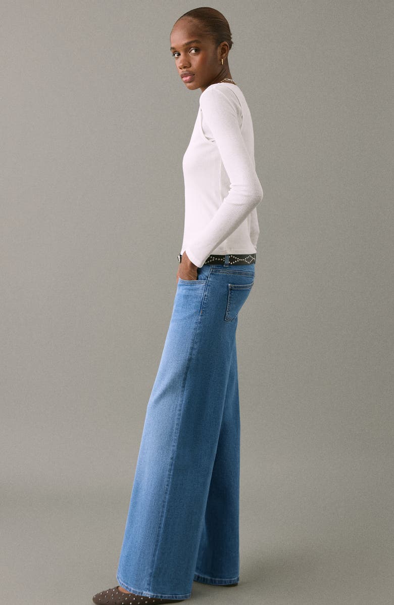 MANGO TEEN Low Rise Wide Leg Jeans, Alternate, color, Light Blue